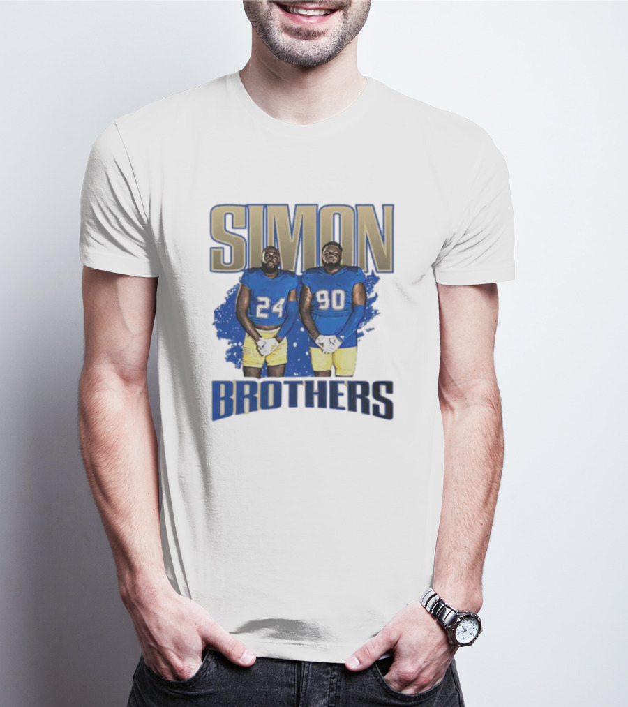 SIMON BROTHERS GAMEDAY 24 90 NFL-INSPIRED FOOTBALL PLAYERS IN BLUE AND GOLD T-Shirt
