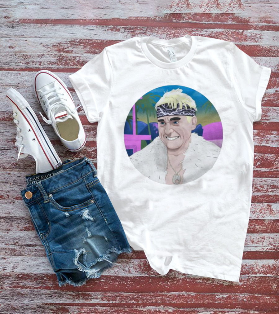 The Patriarchy Is Not Horses 80s Tropical Blonde Figure Fur Headband Necklace T-Shirt