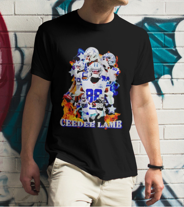 CEEDDEE LAMB 88 Cowboys Fire Stars Collage T-Shirt