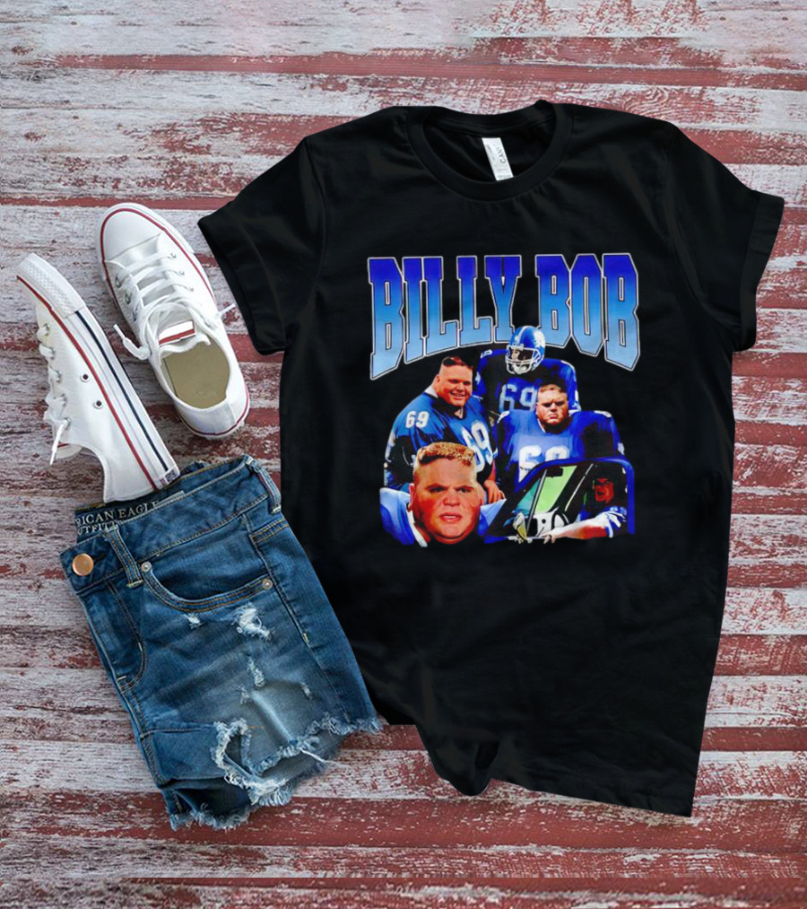 Billy Bob Blue Jerseys Number 69 Football Player Montage T-Shirt