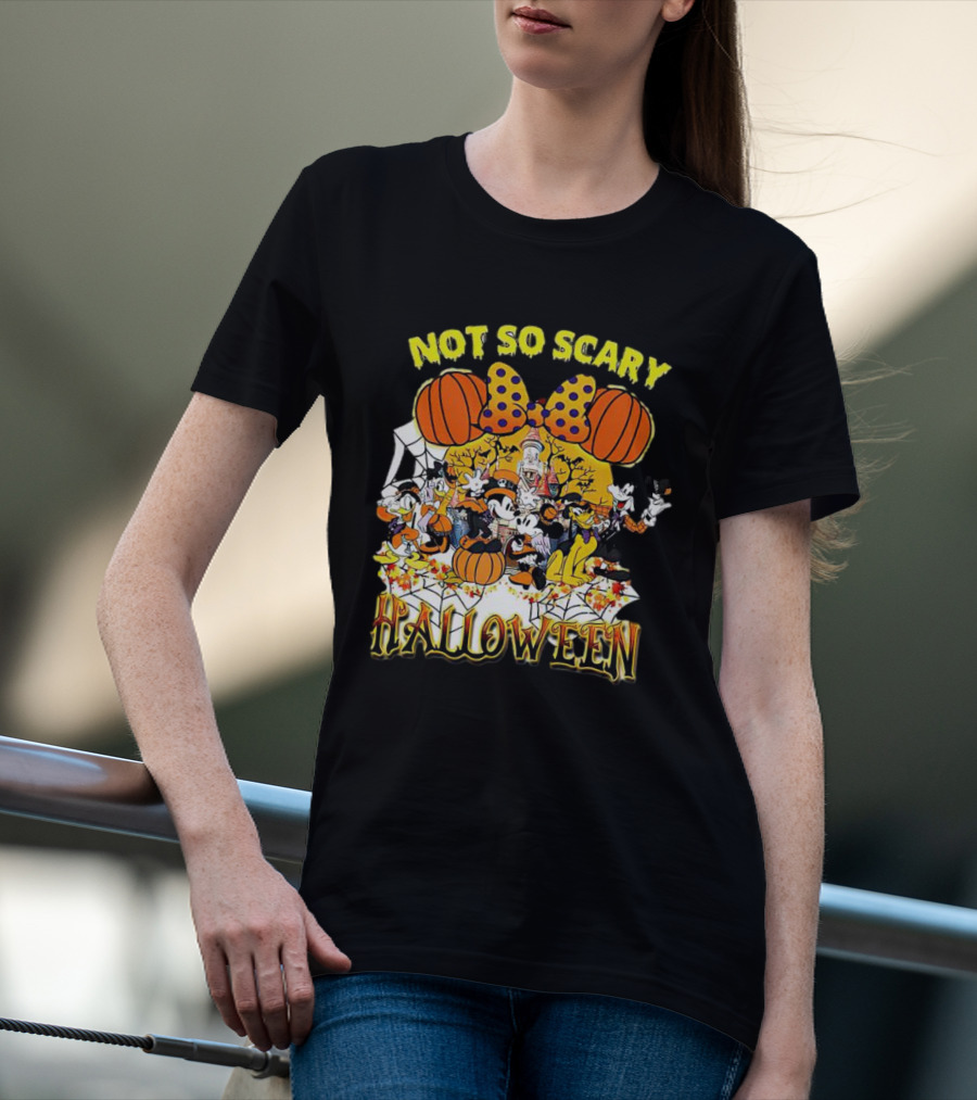 Not So Scary Halloween Disney Characters Pumpkins And Polka Dots T-Shirt