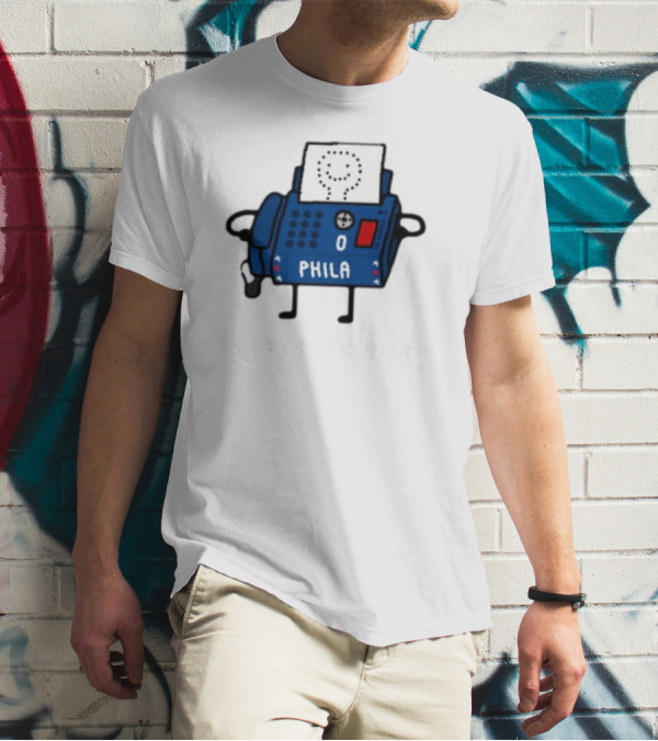 Tyrese Fax-Ey Phila Blue Fax Machine Character T-Shirt