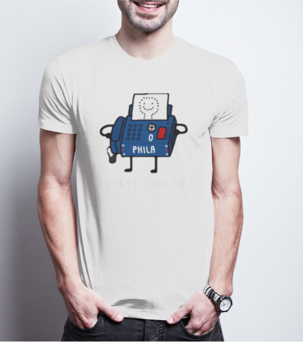 Tyrese Fax-Ey Phila Blue Fax Machine Character T-Shirt
