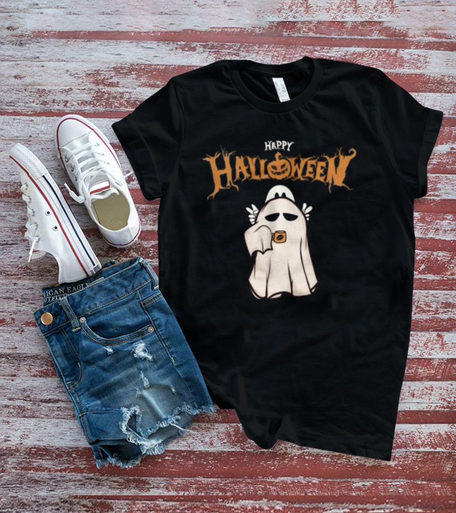 Happy Halloween Ghost Coffee Pumpkin T-Shirt