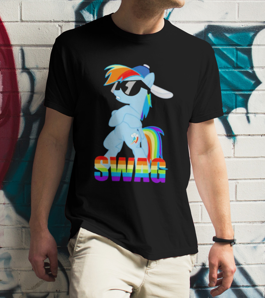 Rainbow Dash Swag With Pony And Cap T-Shirt