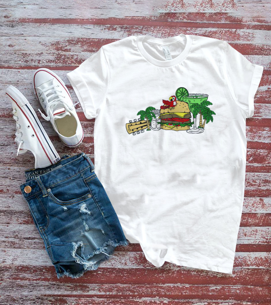 Cheeseburger Parrot Kentucky Palm Trees Margarita Guitar Elements T-Shirt