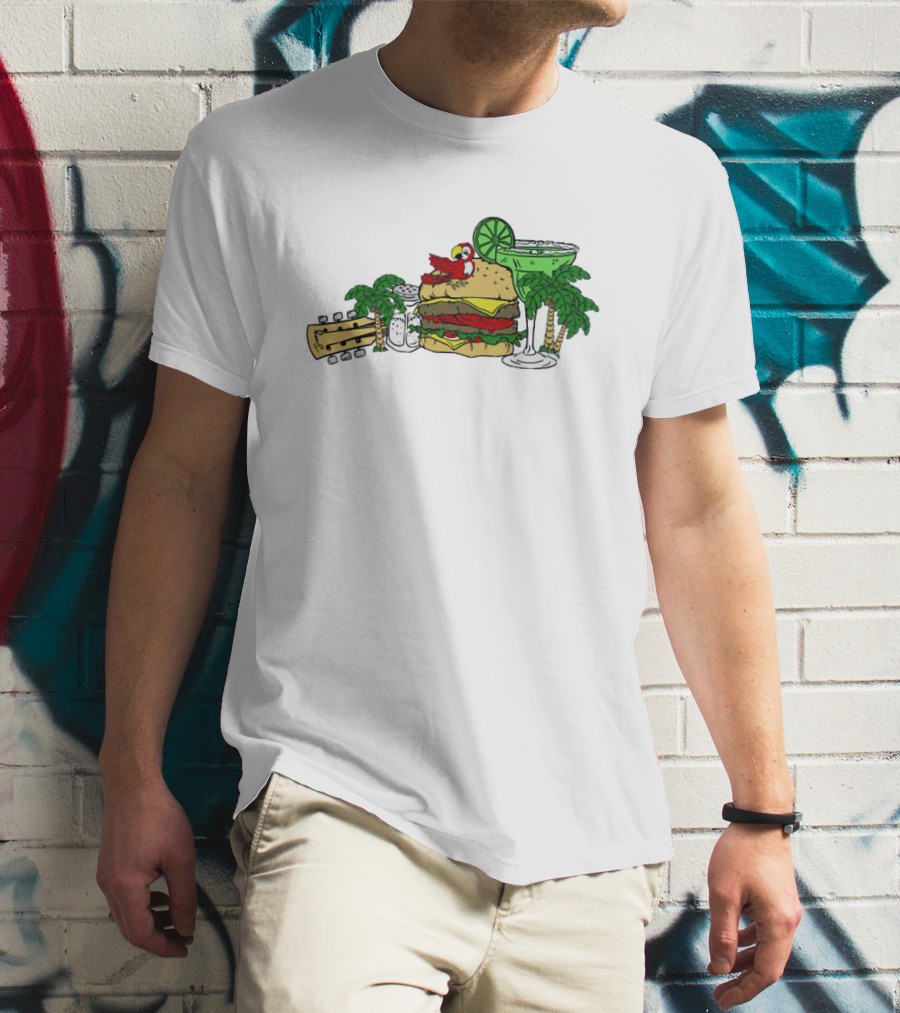 Cheeseburger Parrot Kentucky Palm Trees Margarita Guitar Elements T-Shirt