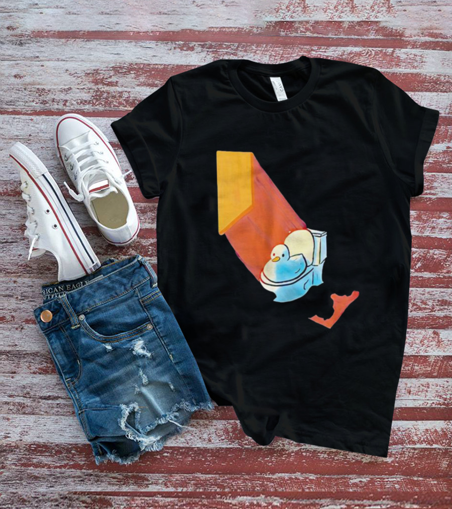 Duck Sitting In Bathroom Corner With Shadow Reflection T-Shirt