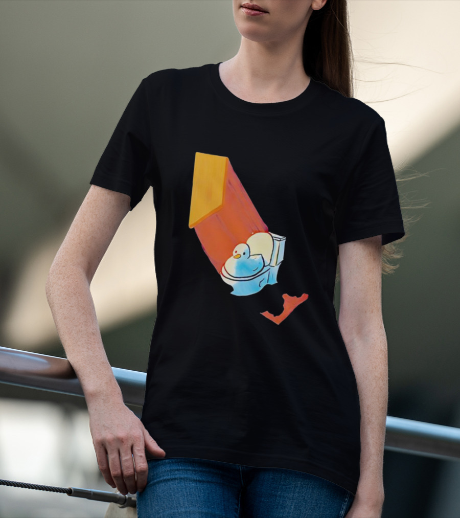 Duck Sitting In Bathroom Corner With Shadow Reflection T-Shirt