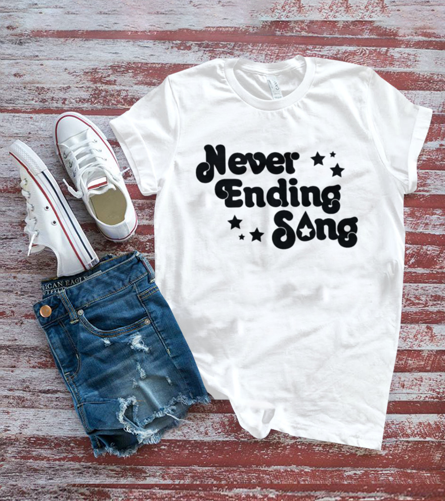 Never Ending Song With Retro Star Accents T-Shirt