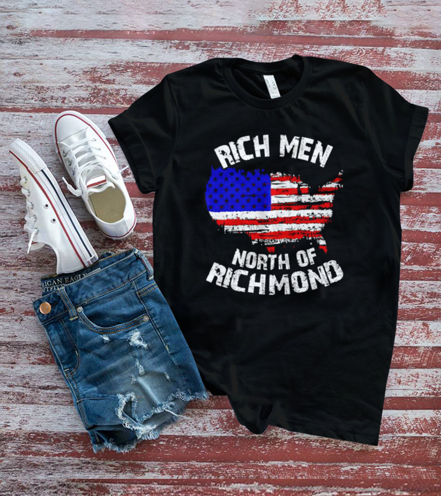 Rich Men North Of Richmond USA Flag Map T-Shirt