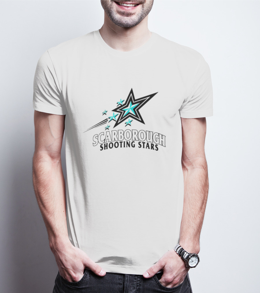Scarborough Shooting Stars Logo With Teal And Black Starburst T-Shirt