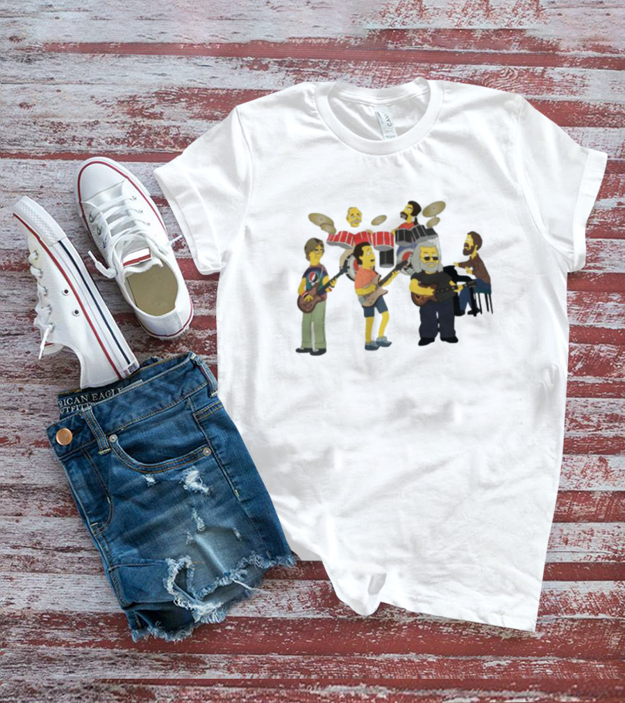 Grateful Dead Simpsons Band Cartoon Characters T-Shirt