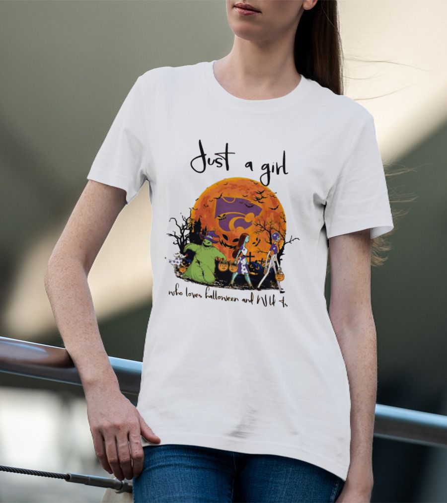Just A Girl Who Loves Halloween And Kansas State Wildcats The Nightmare Before Christmas T-Shirt