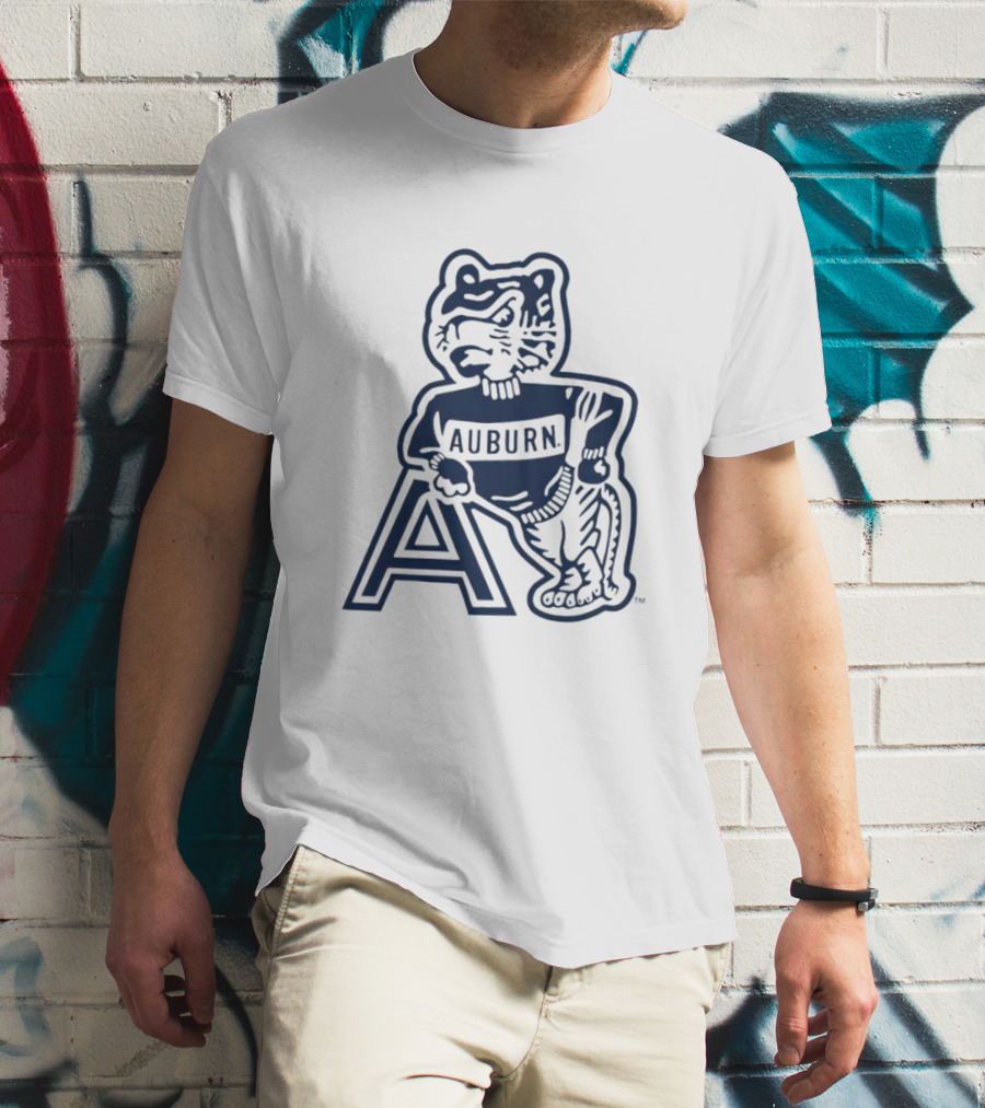 Auburn Tigers Throwback Orange Vintage Logo Tiger With A T-Shirt