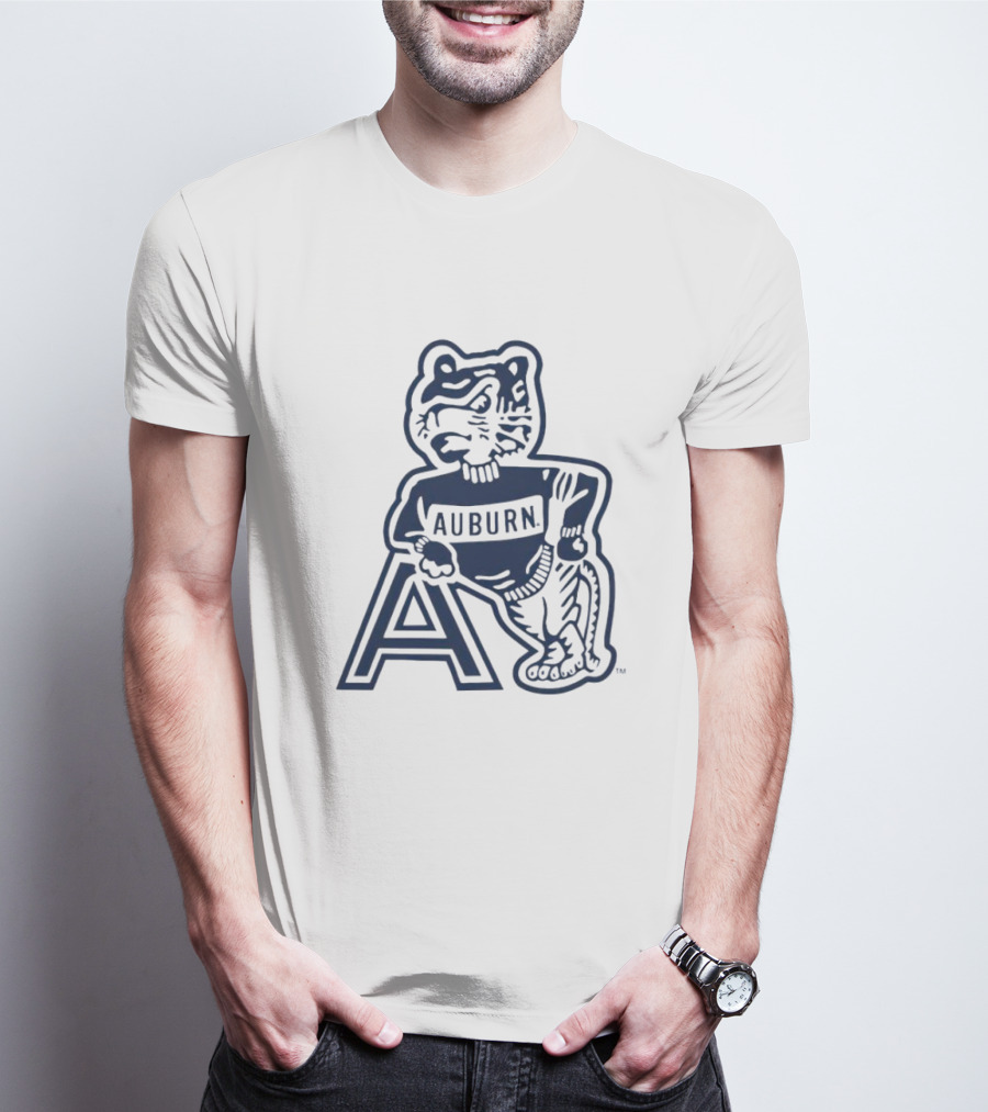 Auburn Tigers Throwback Orange Vintage Logo Tiger With A T-Shirt