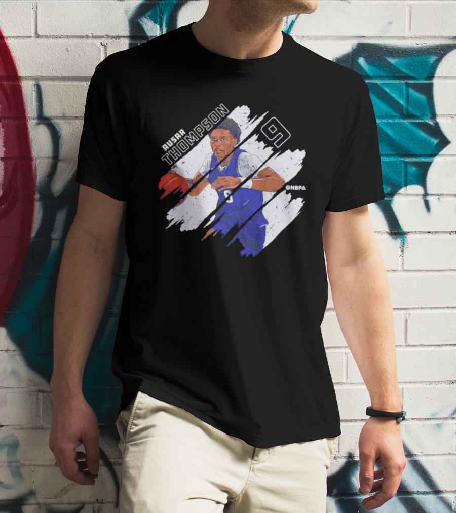 Ausar Thompson 9 Detroit Basketball Stripes NBPA T-Shirt