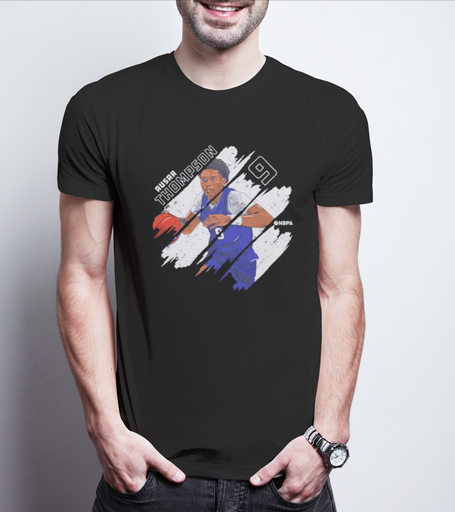 Ausar Thompson 9 Detroit Basketball Stripes NBPA T-Shirt