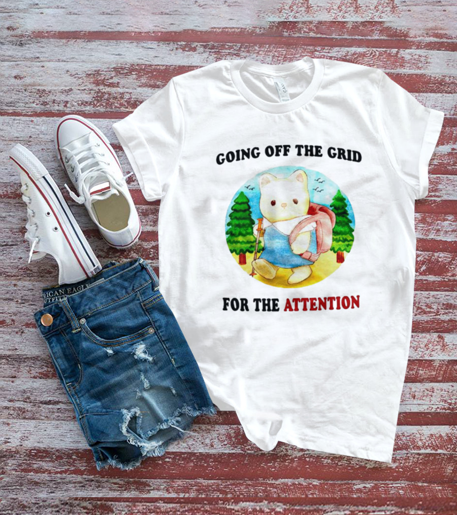 Going Off The Grid For The Attention Bear With Backpack In Forest T-Shirt
