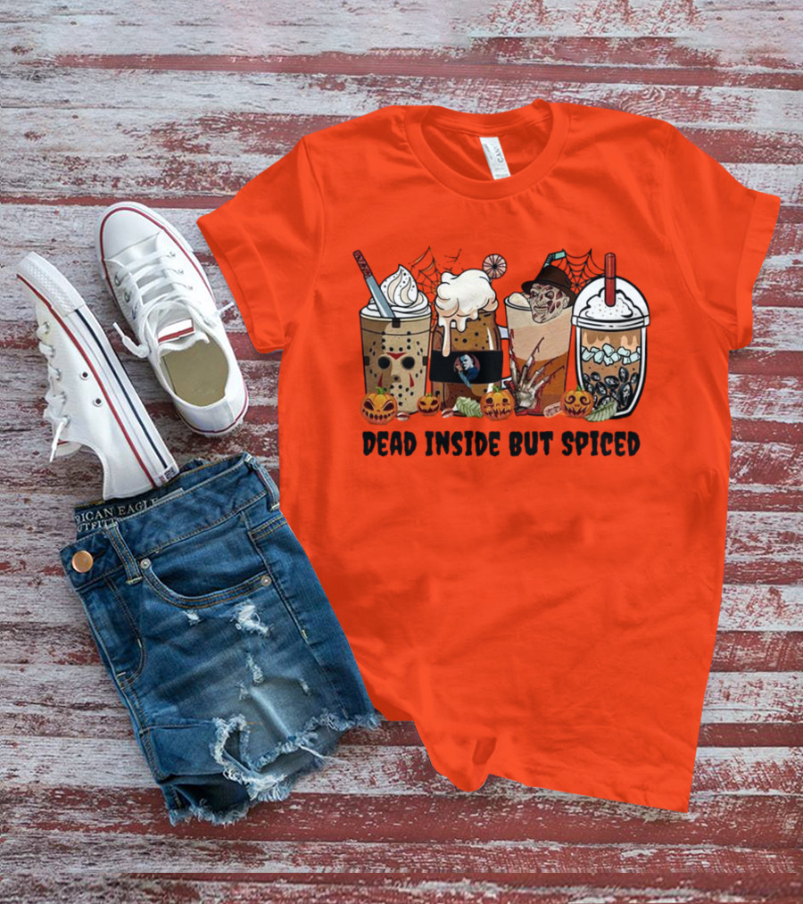 Dead Inside But Spiced Halloween Spooky Pumpkin Latte T-Shirt