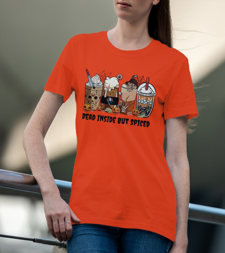 Dead Inside But Spiced Halloween Spooky Pumpkin Latte T-Shirt
