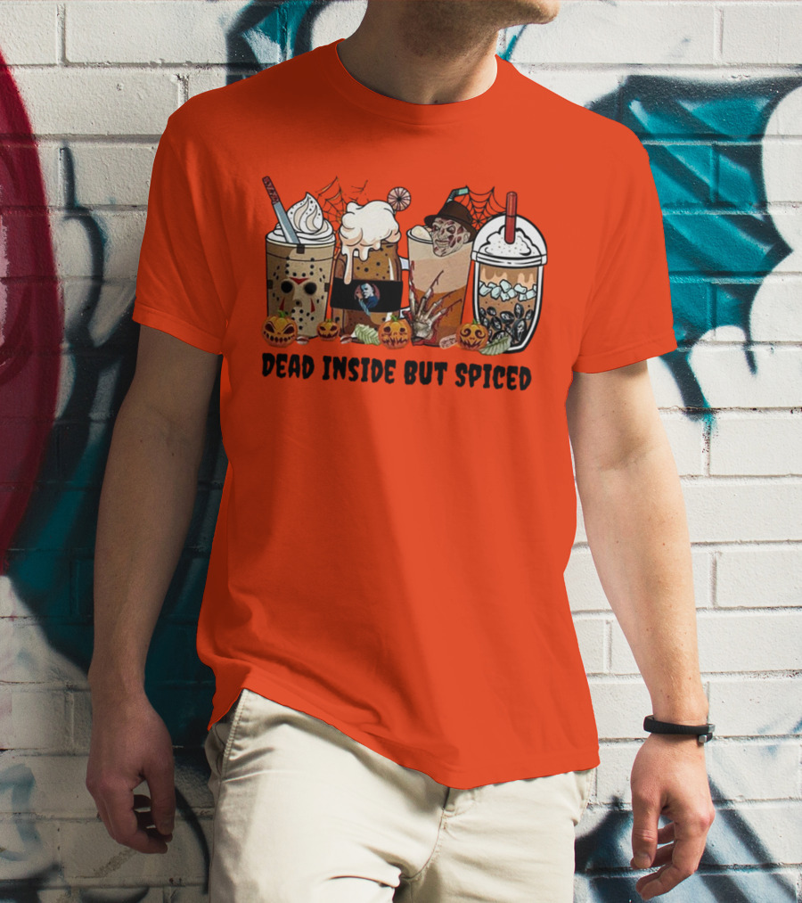 Dead Inside But Spiced Halloween Spooky Pumpkin Latte T-Shirt