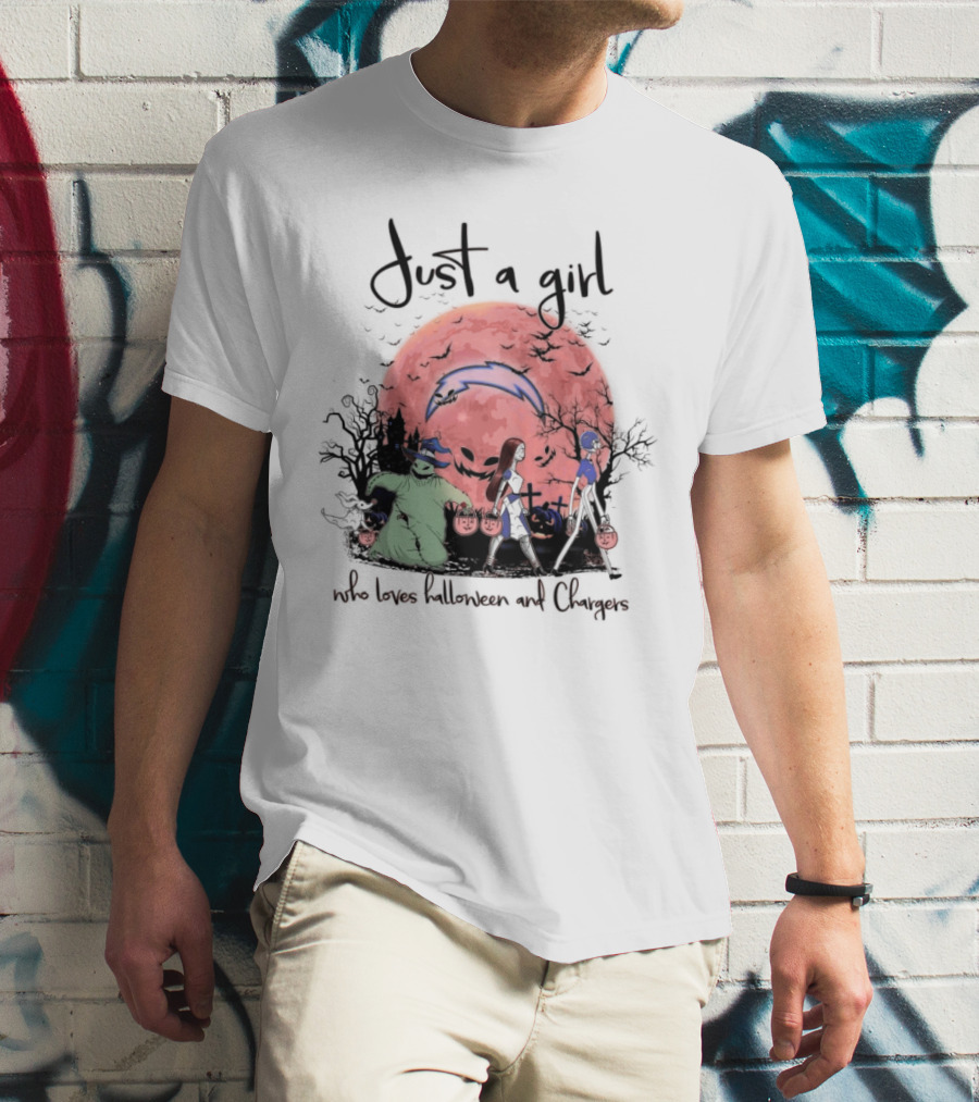 Just A Girl Who Loves Halloween And Chargers T-Shirt