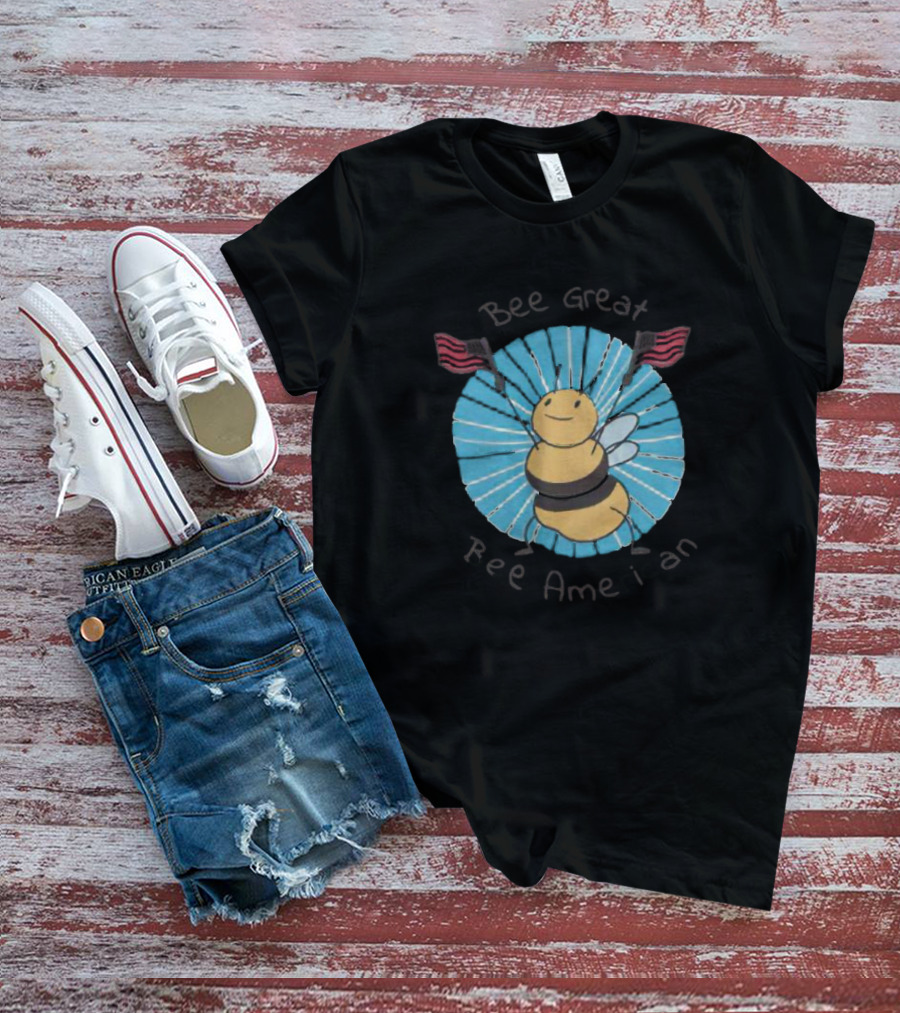 Bee Great Bee American Patriotic Bee With Flags T-Shirt