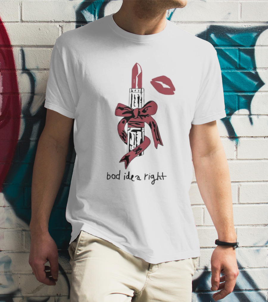 Lipstick Wrapped With Bow Bad Idea Right T-Shirt