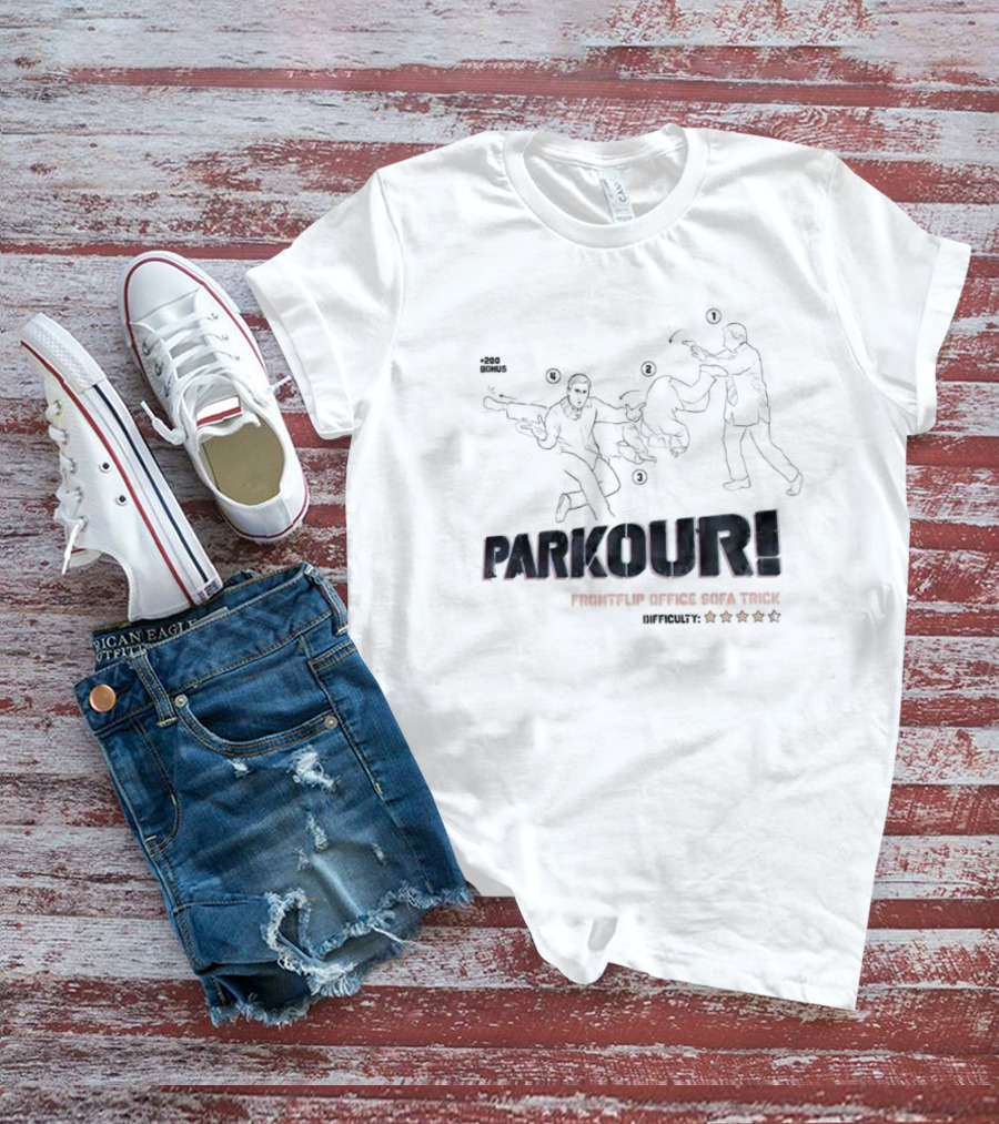 Parkour Frontflip Office Sofa Trick Bonus Difficult Five Star T-Shirt