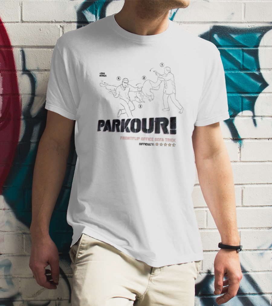 Parkour Frontflip Office Sofa Trick Bonus Difficult Five Star T-Shirt