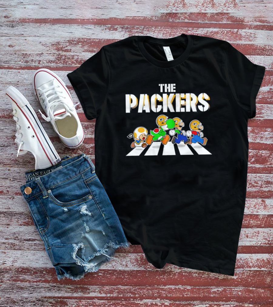 Super Mario Characters In The Packers Crossing T-Shirt