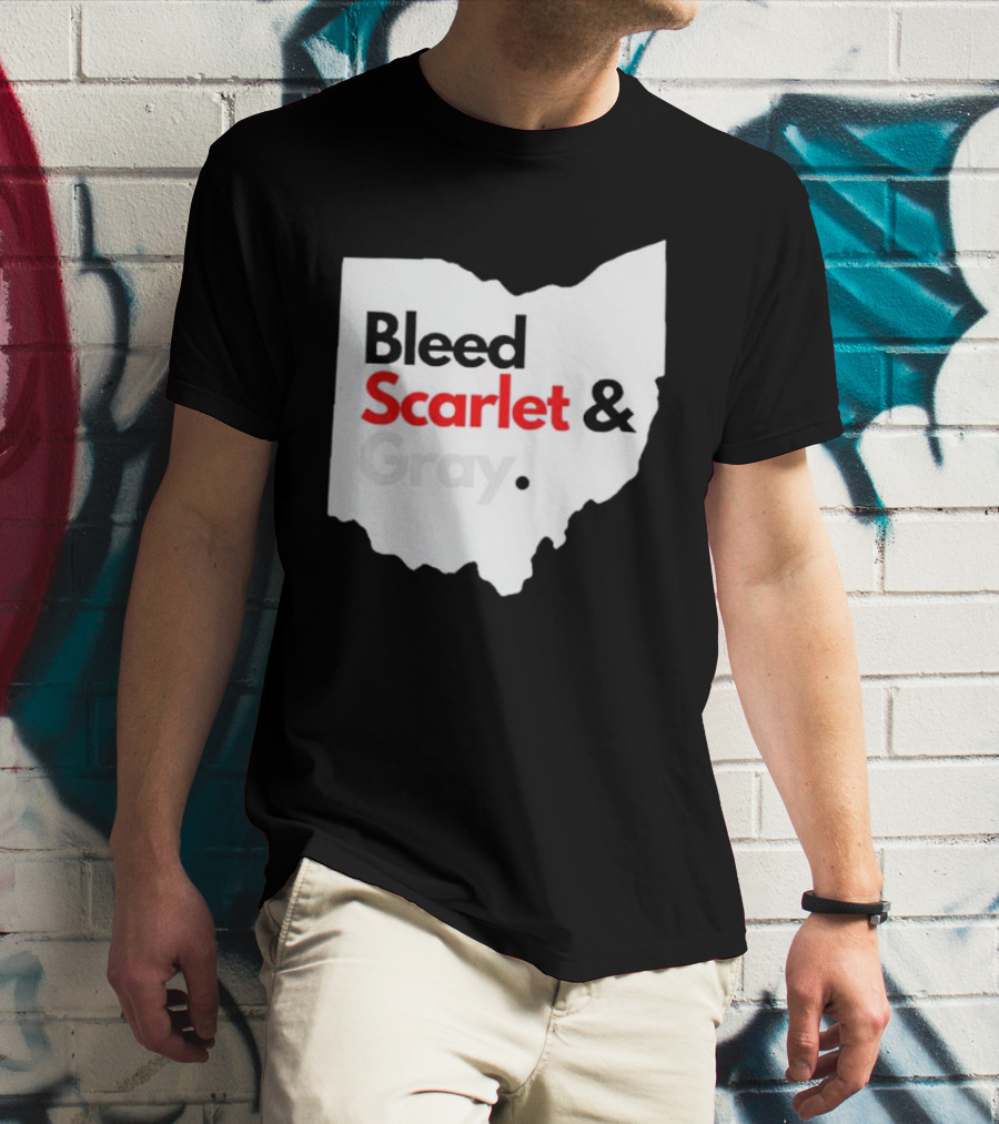 Ohio State Buckeyes Bleed Scarlet And Gray Map T-Shirt