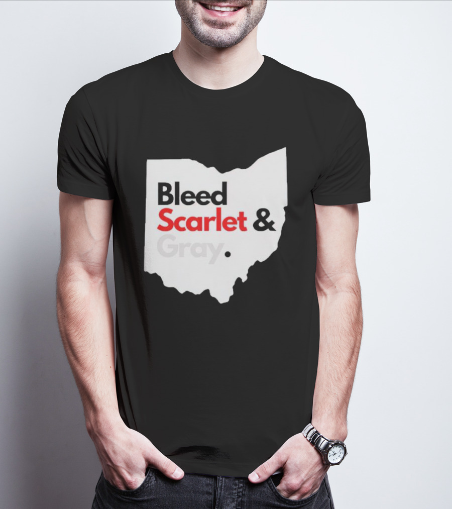 Ohio State Buckeyes Bleed Scarlet And Gray Map T-Shirt