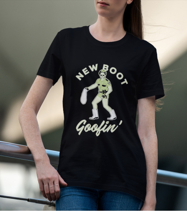 New Boot Goofin' Retro Inspired Law Enforcement Character In Sunglasses And White Boots T-Shirt