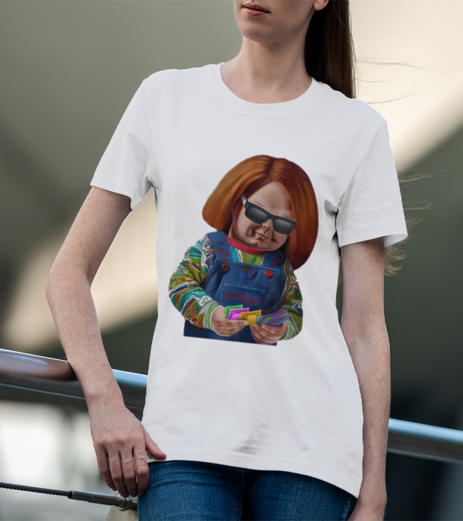 Chucky Good Guys Child’s Play Halloween Icon With Sunglasses And Cards T-Shirt