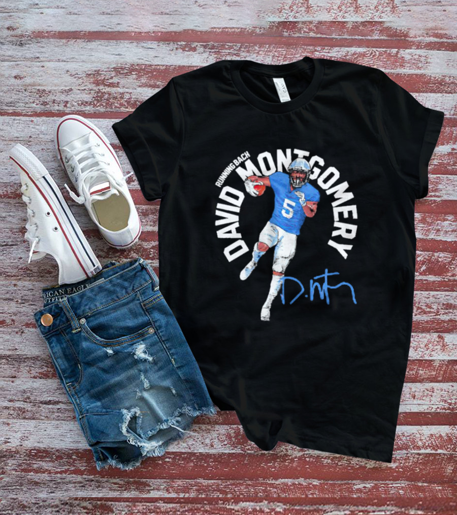David Montgomery Running Back Signature Number 5 T-Shirt