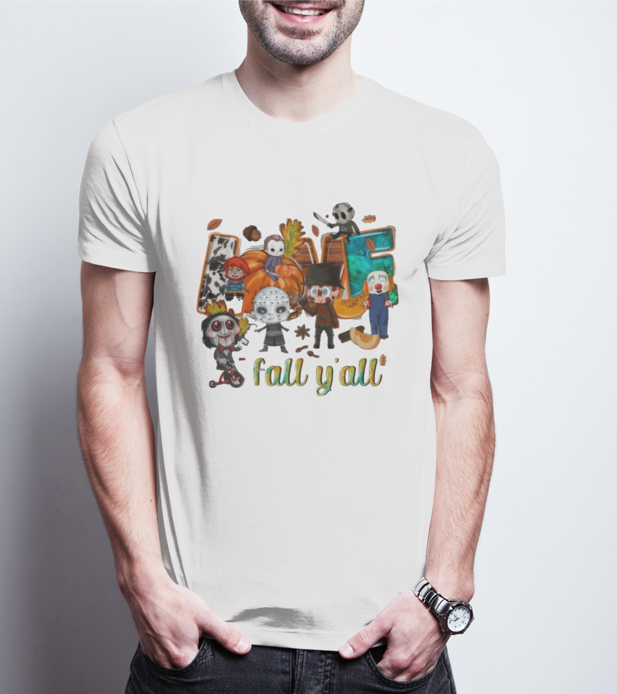 Love Fall Y’all Horror Characters Halloween T-Shirt