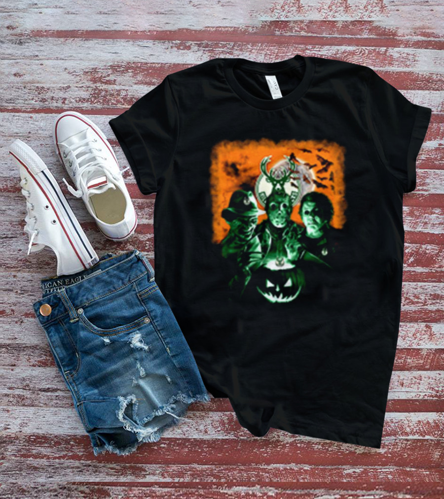 Horror Movies Freddy Krueger Jason Voorhees Michael Myers Milwaukee Bucks Halloween T-Shirt