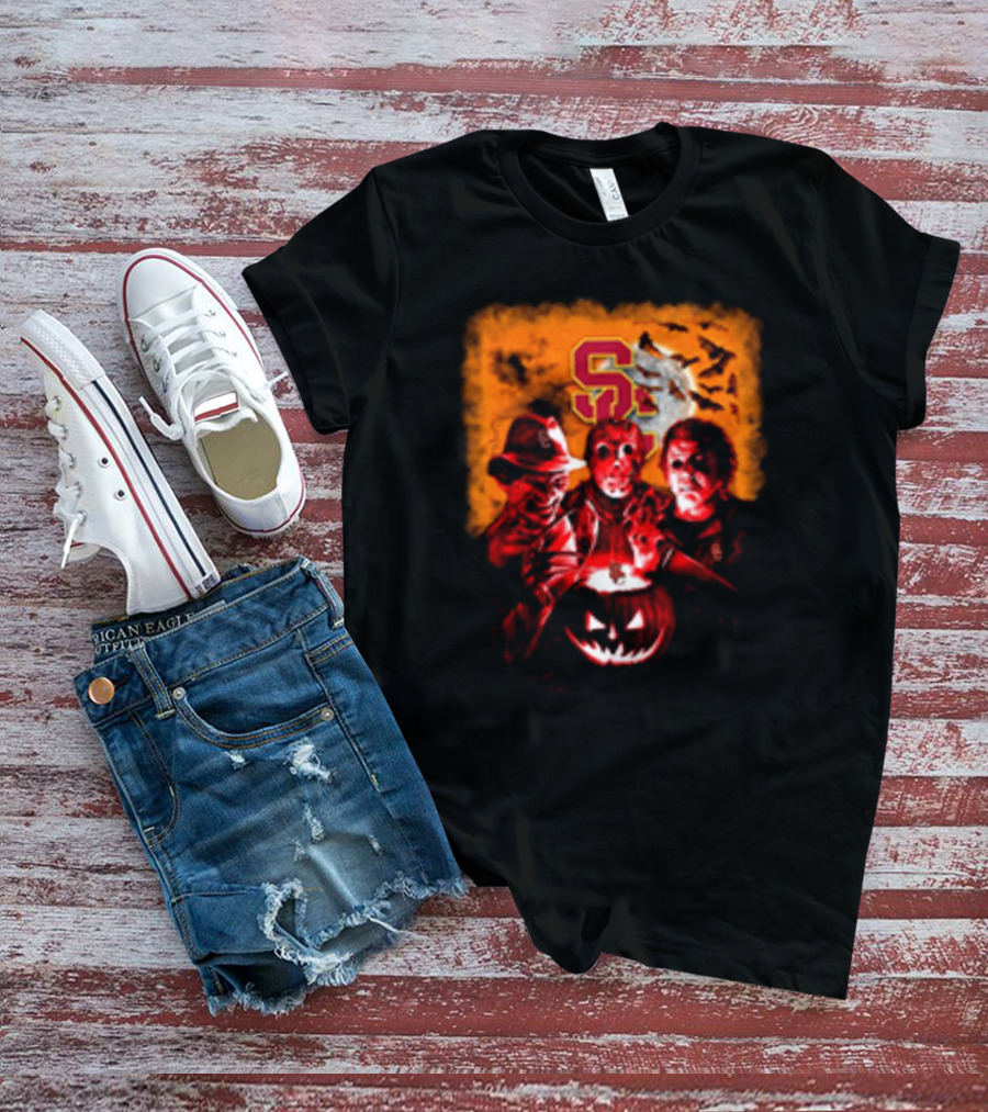 USC Trojans Halloween Freddy Krueger Jason Voorhees Michael Myers Horror Movies T-Shirt