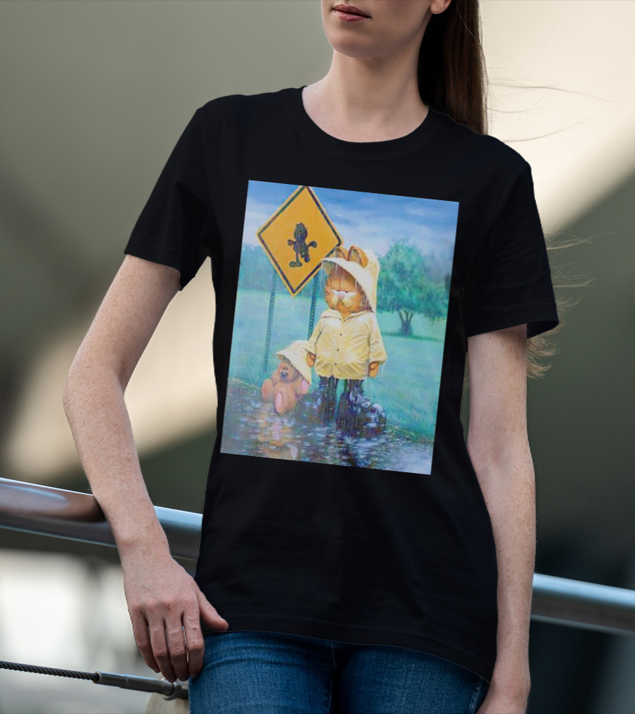 Garfield Rainy Day Yellow Jacket Relaxation T-Shirt