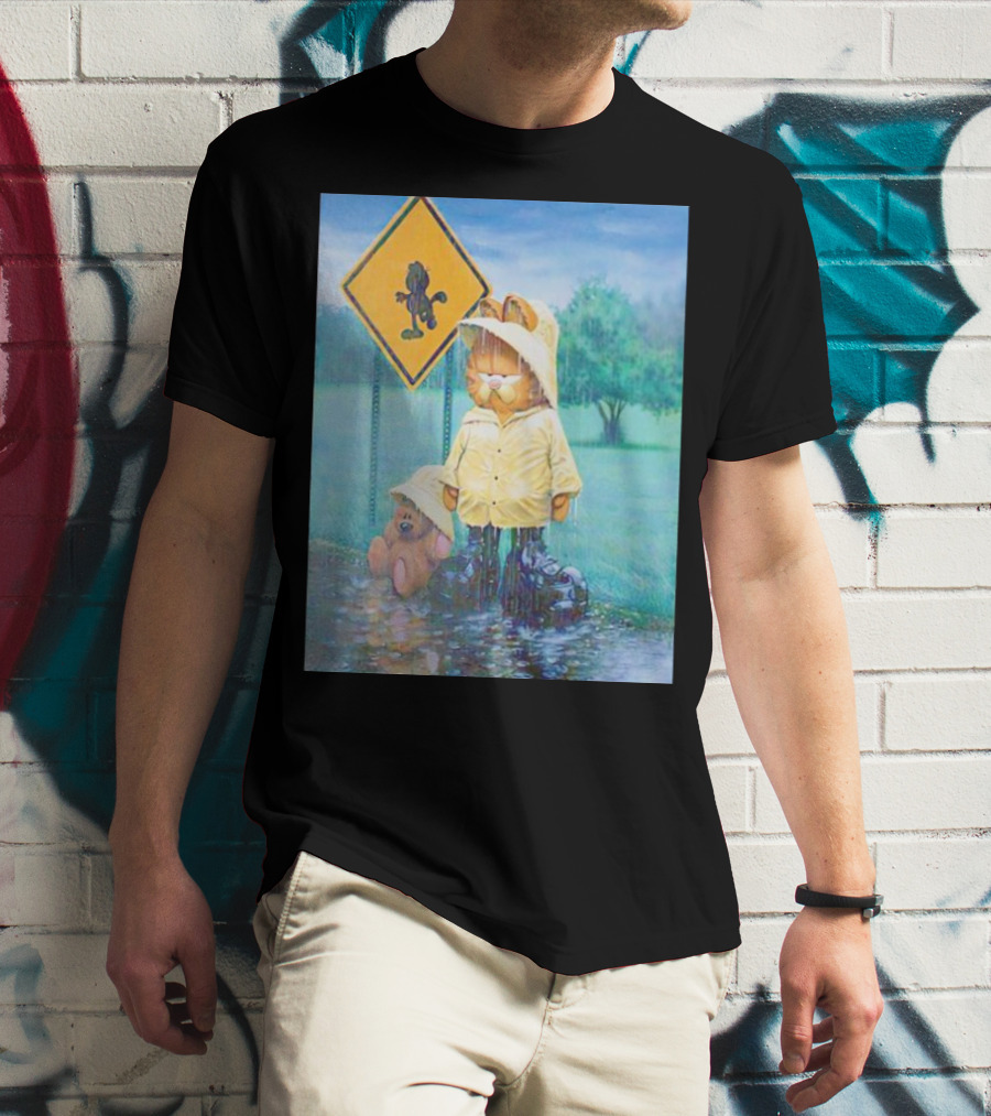 Garfield Rainy Day Yellow Jacket Relaxation T-Shirt