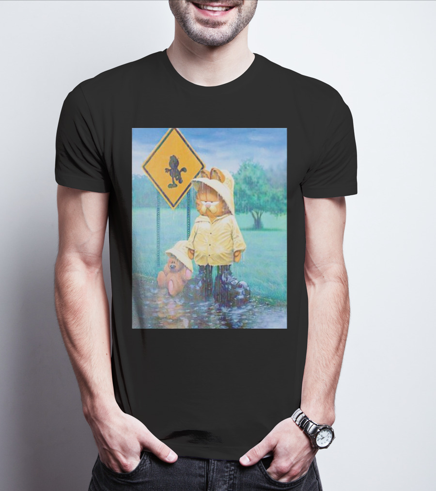 Garfield Rainy Day Yellow Jacket Relaxation T-Shirt