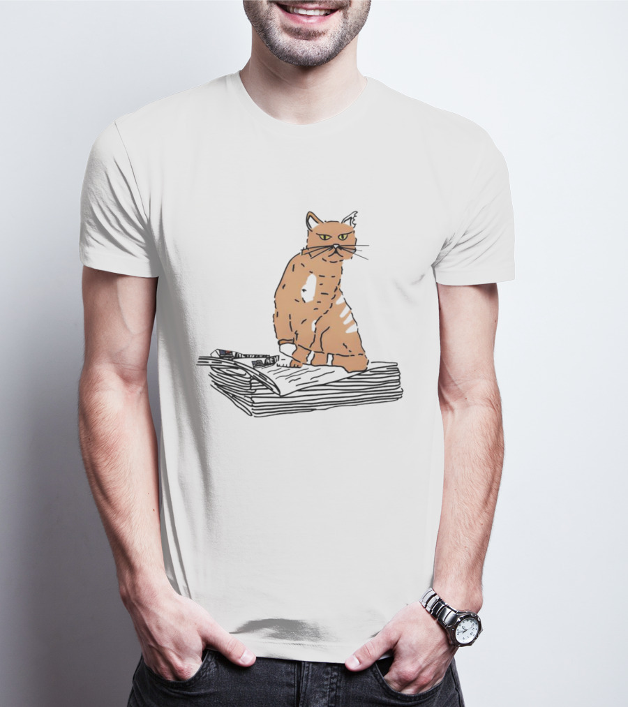 New York Post Bodega Cat On Newspapers Drawing T-Shirt