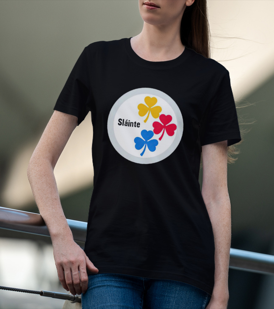 Sláinte Steelers Irish Shamrock Symbols T-Shirt
