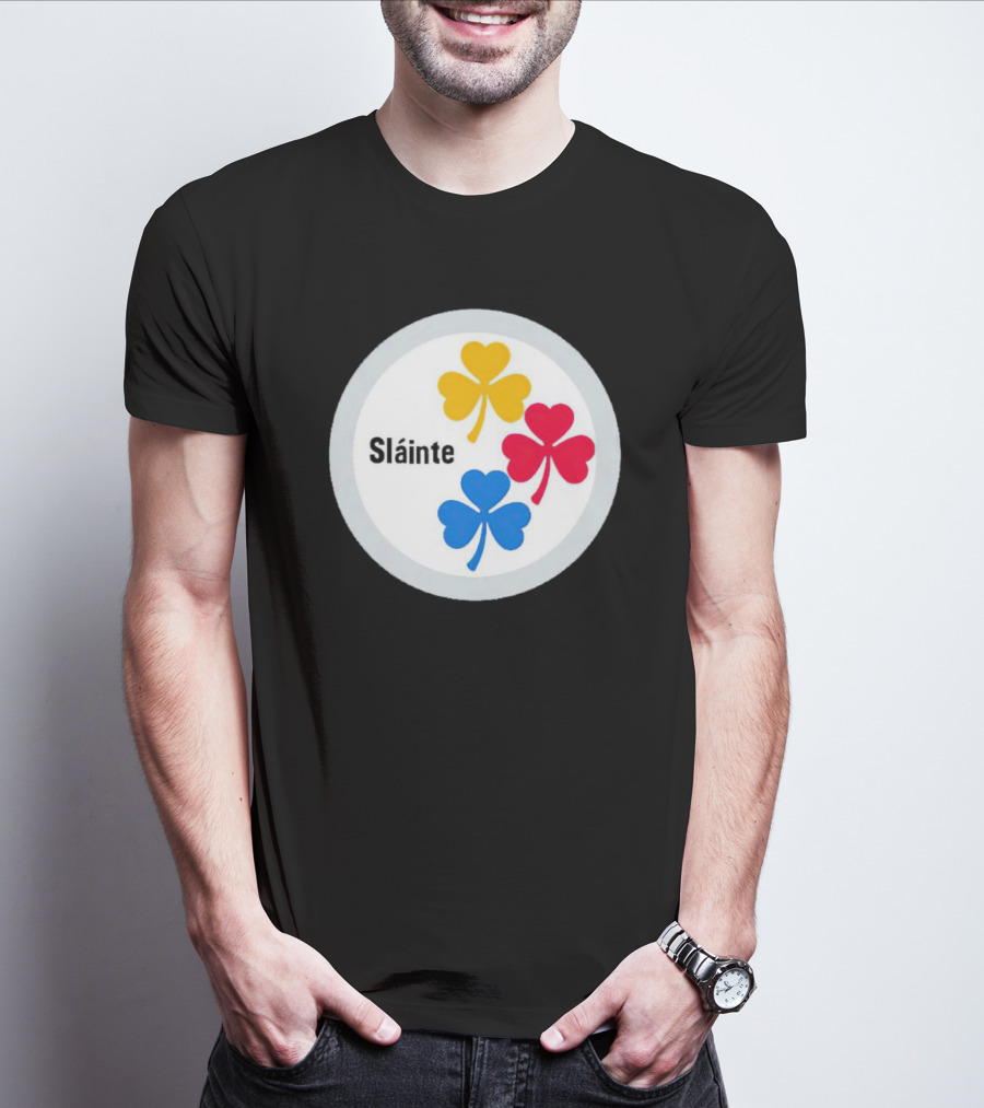 Sláinte Steelers Irish Shamrock Symbols T-Shirt