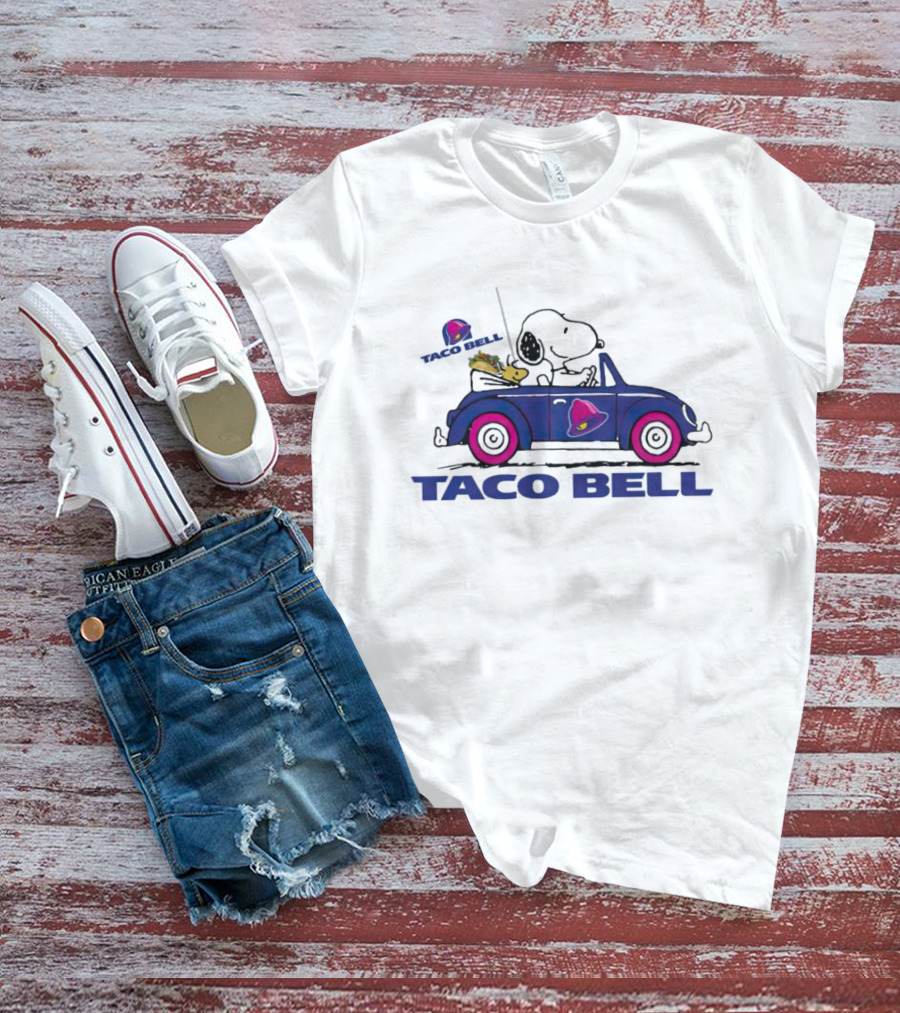 Snoopy And Woodstock Driving Taco Bell Car T-Shirt