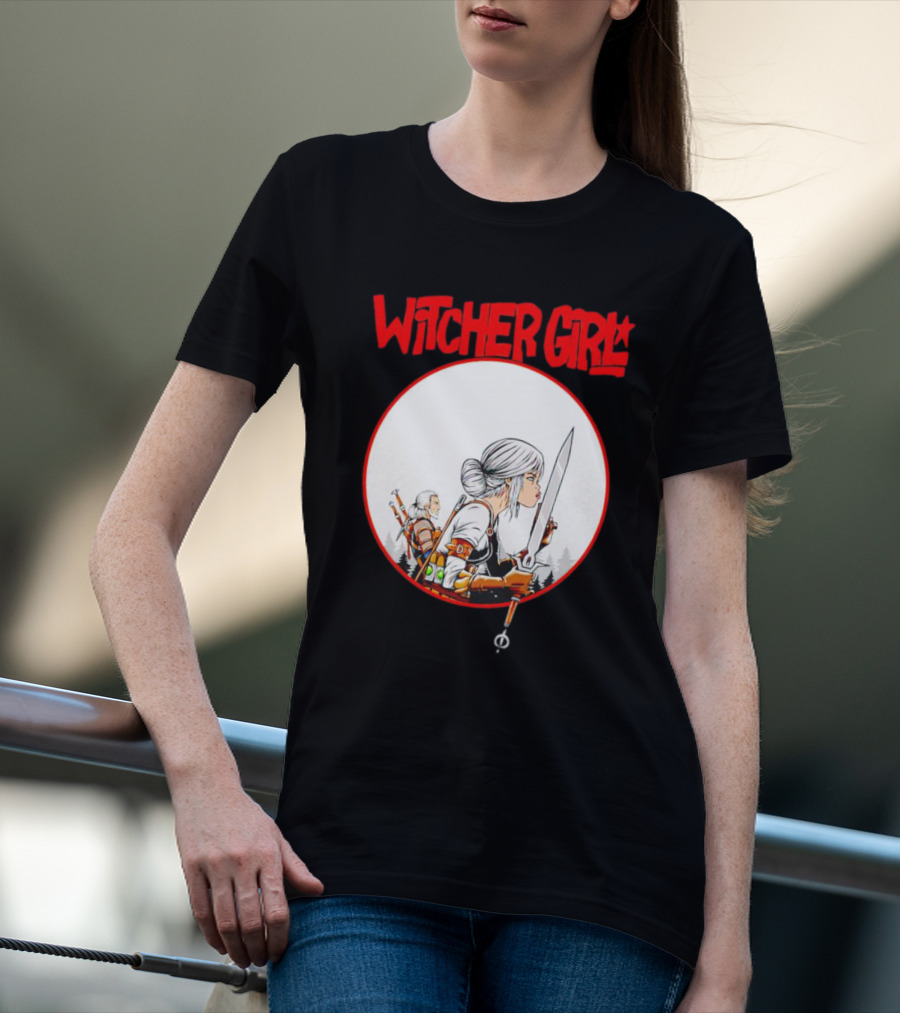 Witcher Girl Sword Arts Iconic Fantasy Character Scene T-Shirt