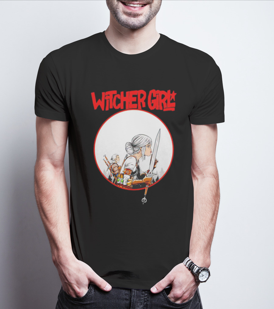 Witcher Girl Sword Arts Iconic Fantasy Character Scene T-Shirt