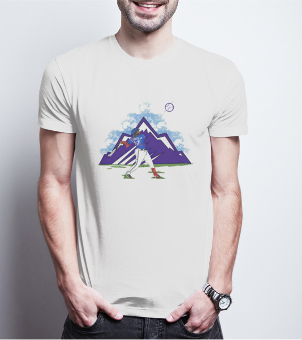 Blue Jays Vladimir Guerrero Jr. Mountain Swing Baseball Clouds T-Shirt